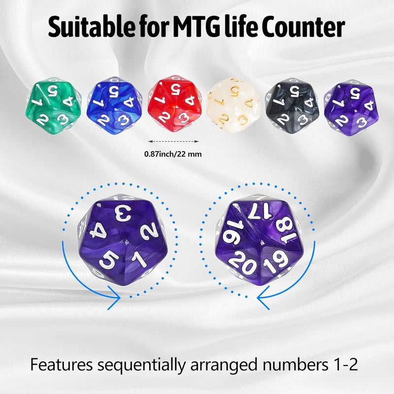 Ravonixis 100 PCS MTG Dice Set – Ability Keyword Counters, +1/-1 Life Counter Shield Shaped Dice, D20 Number Dice, Buff Tokens, with 2 Velvet Bags for Storage - Image 2